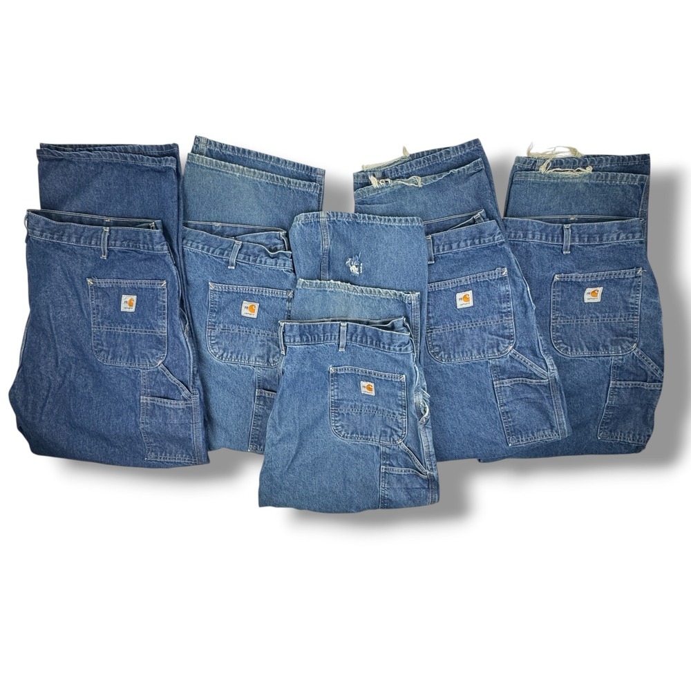 Lot of 5 Carhartt FR Flame Resistant Denim Carpenter Jeans 48x32 FRB13-DNM Blue